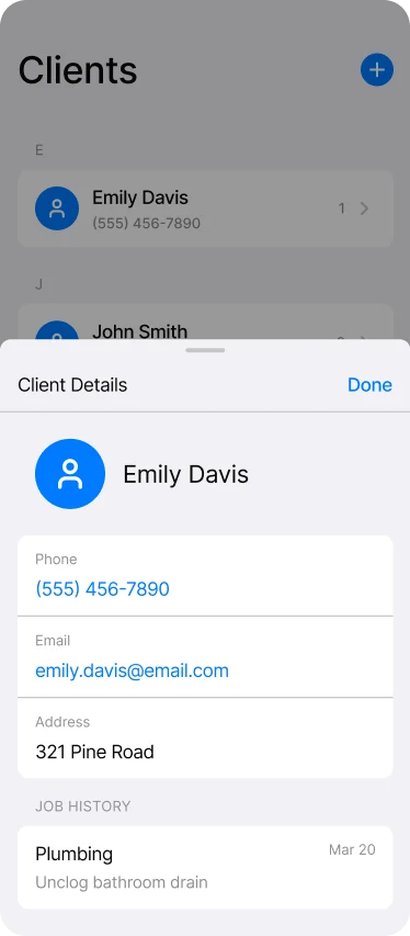 FieldMate: Client details