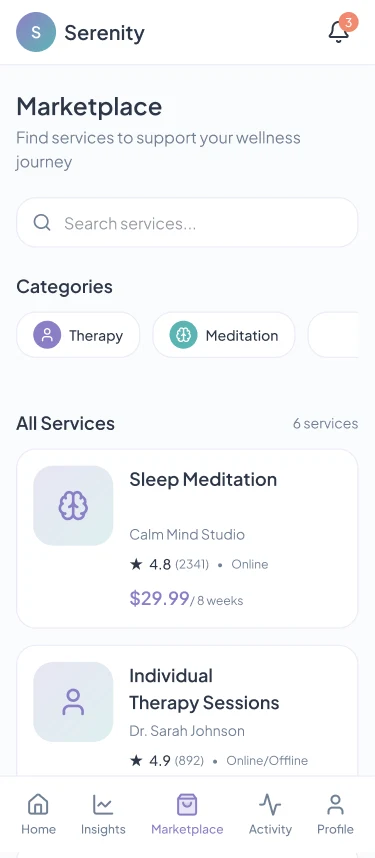 Mental Health App: Marketplace