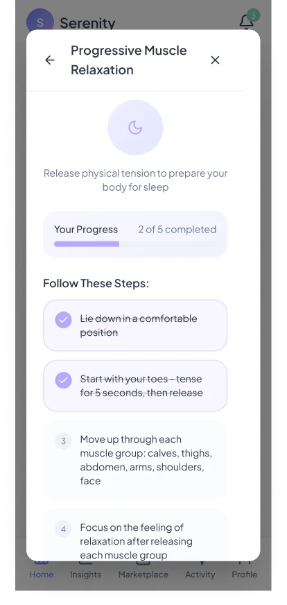 Mental Health App: Muscle relaxation: step 2 done